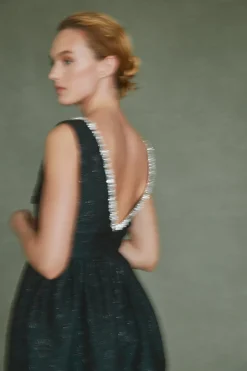 Rainey Dress in Black Floral Brocade