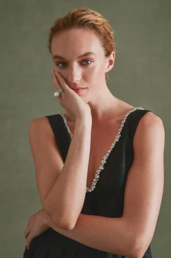 Rainey Dress in Black Floral Brocade