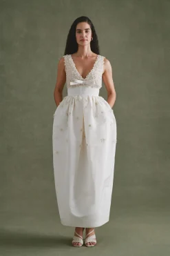 Rainey Dress with Floral Appliqué