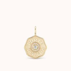 Raised Gold Mini Diamond Halo Porte Bonheur Charm