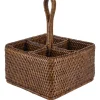 Rattan Cutlery and Condiment Carrier in Brown