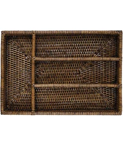 Rattan Cutlery Tray in Brown