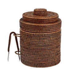 Rattan Ice Bucket with Tongs