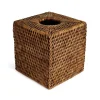 Rattan Square Tissue Box Cover in Brown