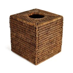 Rattan Square Tissue Box Cover in Brown