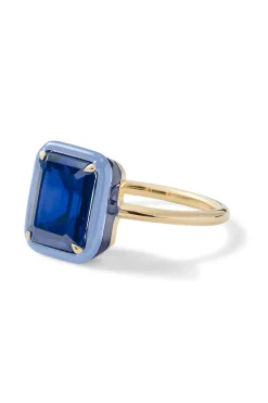 Rectangular Blue Sapphire Cocktail Ring