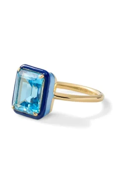 Rectangular Blue Topaz Cocktail Ring