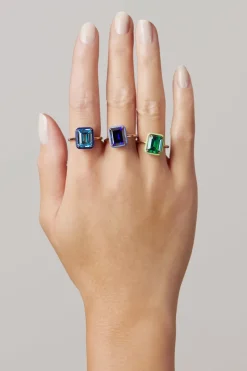 Rectangular Blue Topaz Cocktail Ring