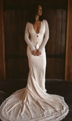 Recy Crochet Guipure Lace Backless Gown