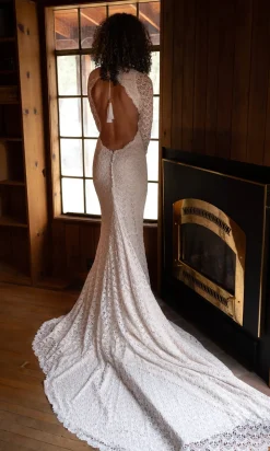 Recy Crochet Guipure Lace Backless Gown