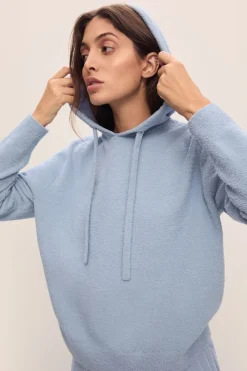 Recycled Boucle Hoodie In Wedgewood Blue