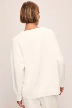 Recycled Boucle V Neck Sweater In Ivory