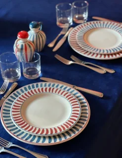 Red, White Blue Olive Oil and Vinegar Bottle, Set of 2