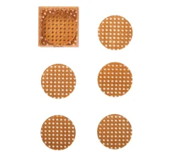 Reed Coaster in Natural, Set of 6 in a Caddy