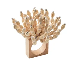 Reed Napkin Ring in Natural & White, Set of 4