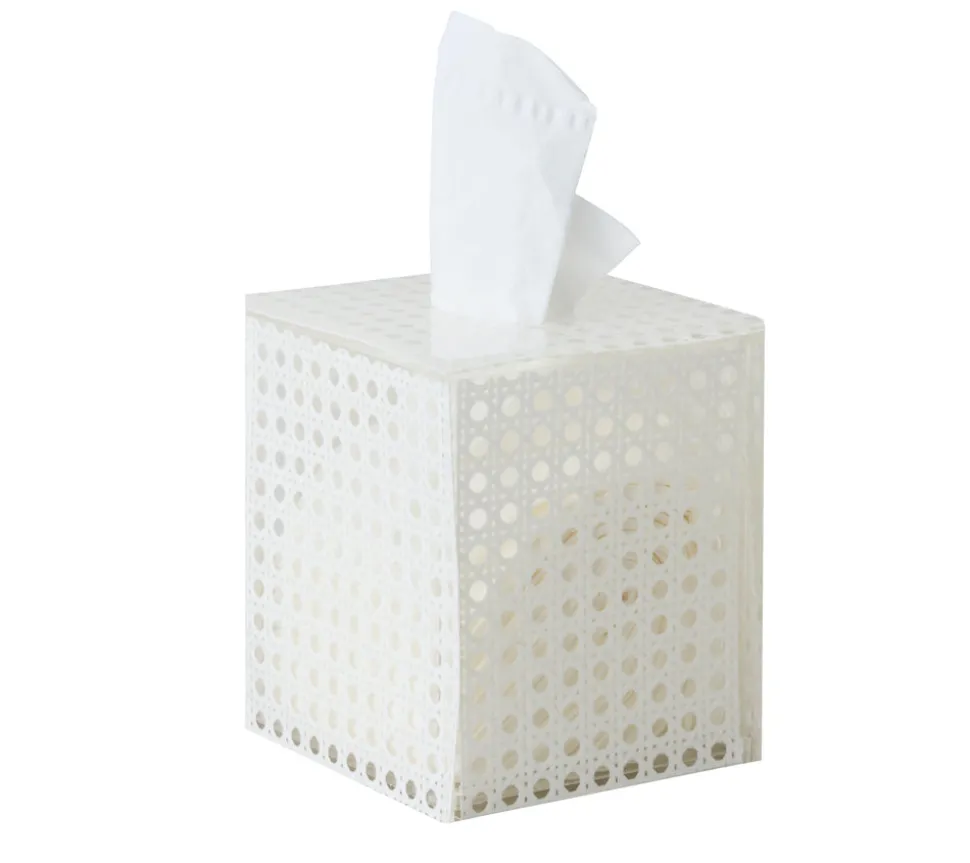 Reed Tissue Box in White