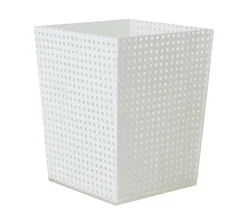Reed Waste Basket in White