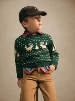 Reindeer-Intarsia Cotton-Blend Sweater