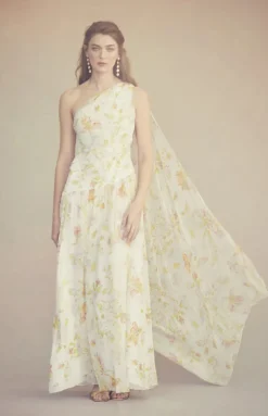 Remy Dress in Ivory Bloom Silk Chiffon
