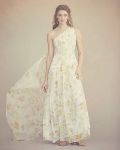 Remy Dress in Ivory Bloom Silk Chiffon