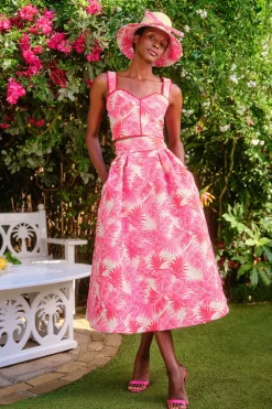 Remy 50s Midi Skirt Palm Jacquard