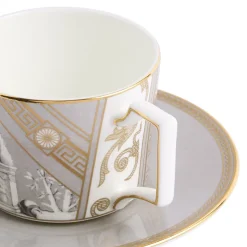 Renaissance Teacup Saucer in Grey, Set of 2