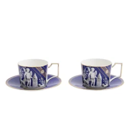 Renaissance Teapot, Teacup, & Saucer in Gold, Set of 2