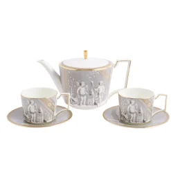 Renassiance Teapot Tcup Scr in Grey, Set of 2