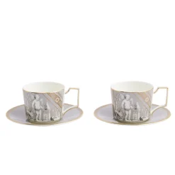 Renassiance Teapot Tcup Scr in Grey, Set of 2