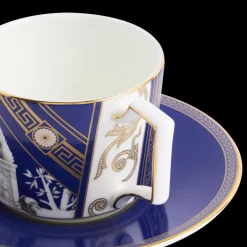 Reniassance Teacup Saucer in Gold, Set of 2