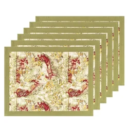 Renne Reindeer Mats in Red & Green, Set of 6