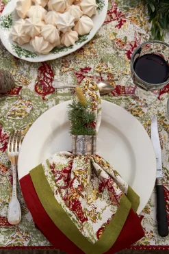 Renne Reindeer Napkins in Red & Green, Set of 6