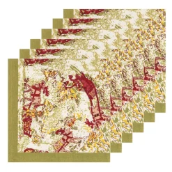 Renne Reindeer Napkins in Red & Green, Set of 6