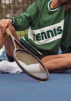 Retro Block Tennis Sweatshirt in Green