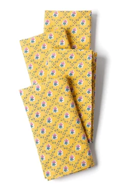 Retro Rose Napkins in Yellow, Set of 4
