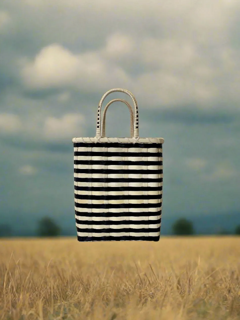 Retro-Travel Bucket in Black & Natural