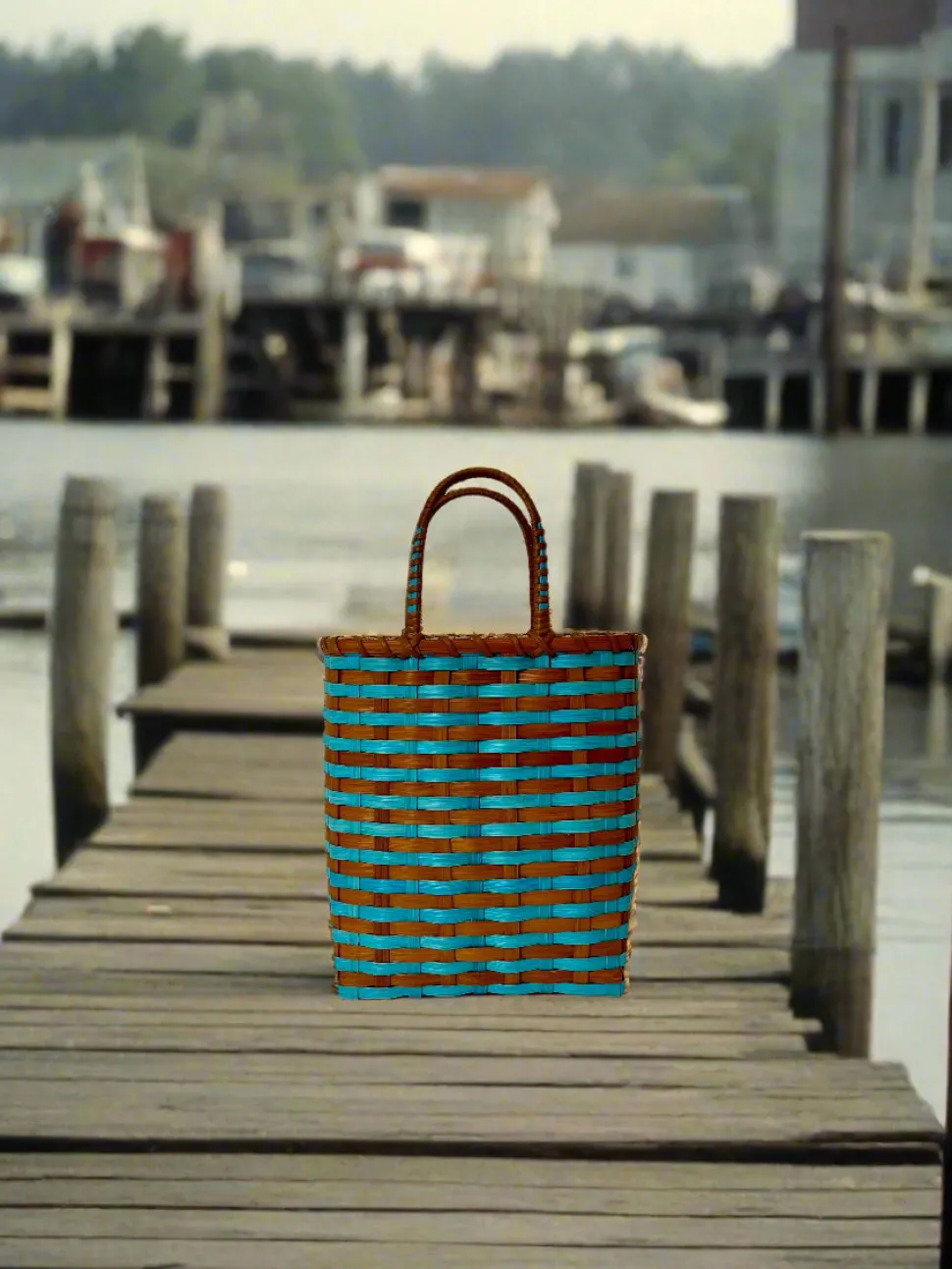 Retro-Travel Bucket in Sea Glass & Rust