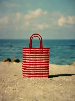 Retro-Travel Bucket in Tiger Lily & Scarlet