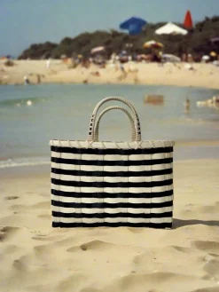 Retro-Travel Tote in Black & Natural