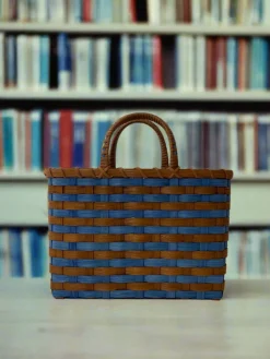 Retro-Travel Tote in Blue & Brown