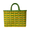 Retro-Travel Tote in Chartreuse & Golden Yellow