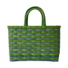Retro-Travel Tote in Kelly Green & Vintage Blue