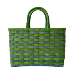 Retro-Travel Tote in Kelly Green & Vintage Blue