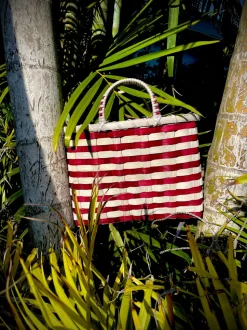 Retro-Travel Tote in Maroon & Grey