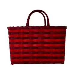 Retro-Travel Tote in Maroon & Red