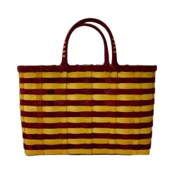Retro-Travel Tote in Maroon & Yellow
