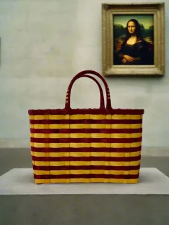 Retro-Travel Tote in Maroon & Yellow