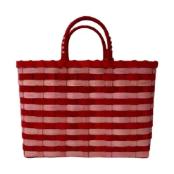 Retro-Travel Tote in Pink & Red