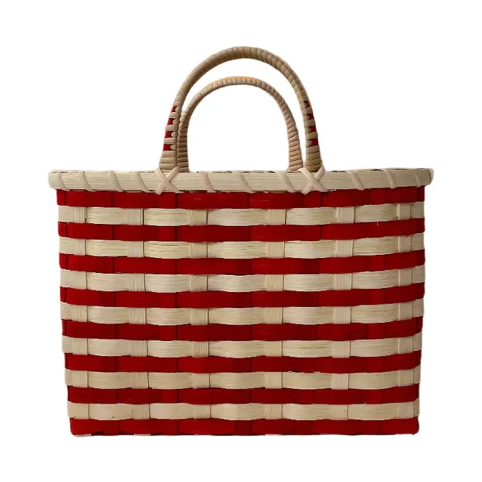 Retro-Travel Tote in Red & Natural