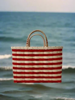 Retro-Travel Tote in Red & Natural